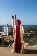 Ensemble Banem rouge et or avec manteau organza — tenue africaine mariage cérémonie BouBouQueens