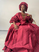 Boubou Idia bordeaux brodé doré — tenue africaine cérémonie Aïd BouBouQueens
