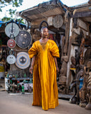 Boubou Idia jaune or brodé doré — tenue africaine cérémonie mariage BouBouQueens