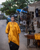 Boubou Kassa jaune or et noir brodé diamant — tenue africaine fête BouBouQueens