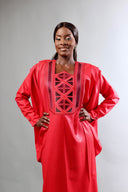 Boubou Keinya nude en lin glacé brodé — tenue africaine mariage cérémonie BouBouQueens